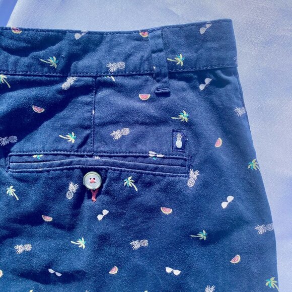 Denim & Flowers Ricky Singh Men's Stretch Navy Flat Front Hawaiian Shorts Sz 34 - Picture 3 of 9